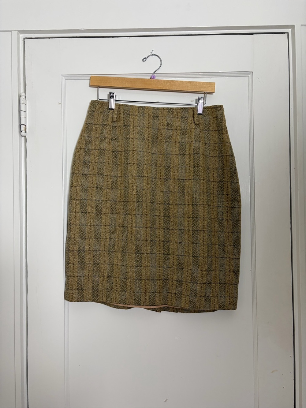 Mulberry Plaid Pencil Skirt in Mustard and Brown